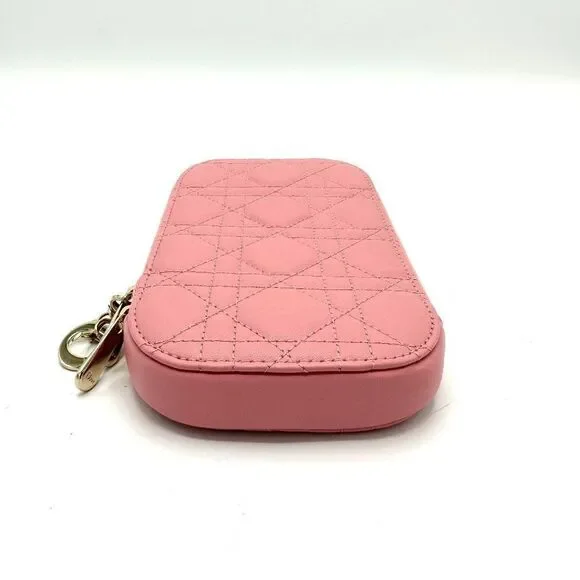 Dior Pink Cannage Champagne GHW Accessory Case Crossbody - Picture 3 of 8